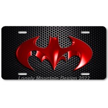 Cool Batman Inspired Art Red on Mesh FLAT Aluminum Novelty License Tag Plate - £14.15 GBP