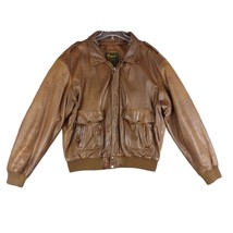 Vintage Reed Sportswear Men&#39;s Sz 46 Brown Genuine Leather Bomber Jacket ... - £34.80 GBP