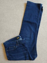 Lee Perfect Fit Straight Leg Jeans Womens Size 18 Short Blue Dark Wash Slimming - £18.60 GBP