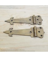6.29&quot; Pair Vintage Old Strap Escutcheon Solid Brass Hinges Door Hinge - $30.00