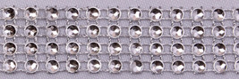 Silver Faux Gemstones Rhinestones 4 Rows on Silver Mesh Banding Trim BTY M216.09 - $2.99