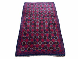 3&#39;X 4&#39;8&quot; Vintage Handmade Tribal Wool Rug Balouchi Rug Afghan Rug Red Blue - £157.11 GBP