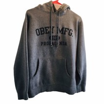 Obey Men Sweatshirt Small Gray Hoodie Logo MFG Propaganda Pullover w/Dra... - $28.45