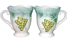 Lenox Tuscan Grape Vine Blanc Footed Mug SET/2 Scalloped Top 12oz 1stQua... - $21.78