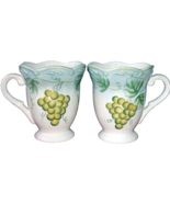 Lenox Tuscan Grape Vine Blanc Footed Mug SET/2 Scalloped Top 12oz 1stQua... - $21.78
