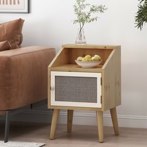 Barrere Contemporary End Table With Hutch, Natural And White - £221.28 GBP