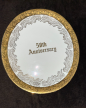 50th Anniversary Decorative Cabinet Plate by Eastern China USA 22 k Gold - $30.99