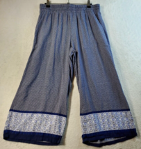 Dana Buchman Pants Women Medium Blue Geo Print Pockets Elastic Waist Pull On EUC - £16.18 GBP