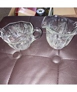 Vintage Clear Small Glass Scalloped Edge Cream and Sugar Set - £7.45 GBP