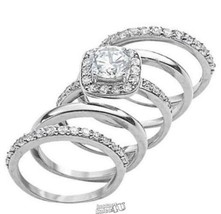 5-Piece Sterling Silver Ring Set Silver 9 - £52.69 GBP