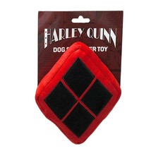 Buckle-Down Harley Quinn Diamond Plush Squeaker Dog Toy - Red Black - £7.02 GBP