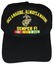 Once A Marine Always A Marine Semper FI with Vietnam Service Ribbons HAT - Black - £18.36 GBP