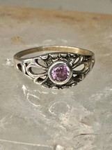 Floral ring size 4 Purple Solid sterling silver girls birthday gift women - £6.87 GBP