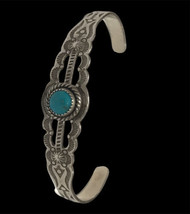 old pawn signed p navajo turquoise cuff bracelet For Small Wrist 5”+1.5”... - £117.33 GBP