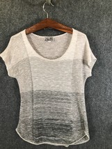 212 Collection T-Shirt Women&#39;s Size L White/Gray Short Sleeve Scoop Neck - £6.35 GBP