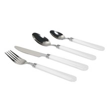 Gibson Sensations II 16 Piece Stainless Steel Flatware Set with White Handles a - £26.12 GBP