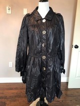 VTG FERAUD Black Drop Waist Nylon Duster Coat SZ US 10 - $157.41