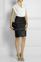 Stylish Black Soft Genuine Lambskin Leather Skirt Women&#39;s Elegant Formal... - £78.48 GBP+