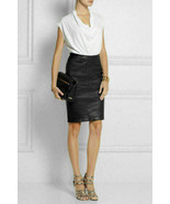 Stylish Black Soft Genuine Lambskin Leather Skirt Women&#39;s Elegant Formal... - $112.50+