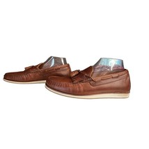 Austen Heller Mens Brown Leather Tassel Loafer Shoes Size 8.5 Slip On Dress - $22.19 CAD