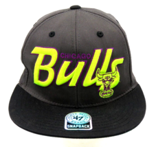 VTG Chicago Bulls 47 Brand Snapback Hat Hardwood Classics Neon Yellow Pu... - $133.89 MXN