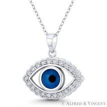 Evil Eye Bead Pendant Turkish Nazar Greek Hamsa Charm Sterling Silver Necklace - £26.57 GBP