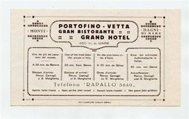 Portofino Vette Gran Ristorante Grand Hotel Brochure Genoa Italy Panoram... - $27.72