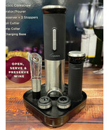 Rabbit Rechargeable Electric Wine Opener 8-piece Set with Foil Cutter Cork Aerat - $49.49