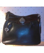 BRIGHTON Black/Brown Pebbled Leather Shoulder Bag Serial D68355 - $49.99