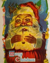 Santa Claus Postcard Christmas Big Face St Nick Smokes Pipe Taggart Series 305 - £13.03 GBP