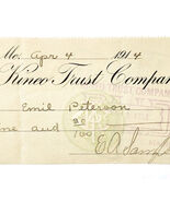 1914 Kineo Trust Company Bank Check E.A. Sampson Dover Maine Signed 6267... - $28.01 CAD
