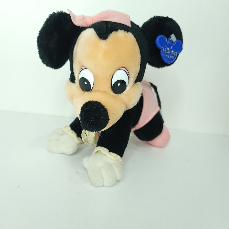 Baby Minnie Mouse Plush Crawling Vintage Tags 1984 Disneyland Disney Wor... - $19.34