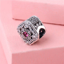 925 Sterling Silver Fairytale Treasure with Cerise Crystal Charm Bead  - £11.79 GBP