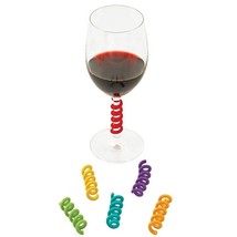 6pc Multicolored Coil Shaped Silicone Glass Marker/ Glass Charms/Drink M... - $5.99