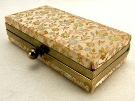 Hard Shell Jewelry Carrying Case, Fabric Cover, Removeable Tray, Mirror, Vintage - £15.39 GBP