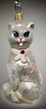 Christopher Radko 1998 Feline&#39;s Heart Breast Cancer Design Glass Ornament W/ Box - $30.25