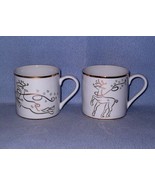 Rudolph Company 2 White and Gold Reindeer Cups Mugs - £7.06 GBP