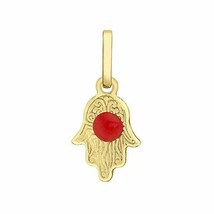 Carissima Gold 9 ct Yellow Gold with Enamel Hamsa Hand Charm Pendant  - $1,571.06 MXN