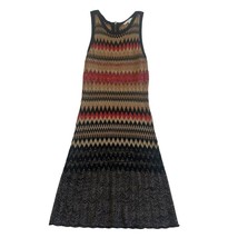 Boston Proper Sleeveless Midi Dress Metallic Chevron Size Large Women&#39;s - £25.17 GBP