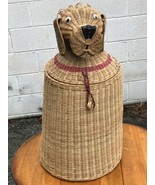 Vintage Woven Rattan/Wicker Large Dog Basket 27&quot; Whimsical Boho Decor Re... - £311.09 GBP