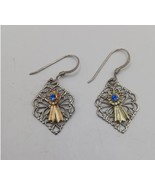 925 Filligree Dangle Earrings blue rhinestone - €34,34 EUR