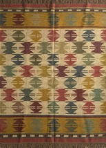 Indian Wool Jute Kilim Handwoven Rectangle Designer Colorful Boho Area Rugs - £52.57 GBP+