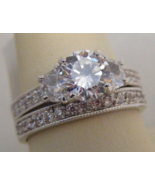 RSC Size 10 rhodium ep cz 3 stone w/ accents engagement wedding band rin... - $30.00