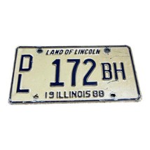 1988 Illinois Land Of Lincoln Collectible License Plate Tag DL 172 BH Vi... - $14.01