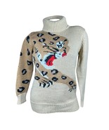 Vtg the Italian Mob Sweater Tan Leopard Turtleneck Womens Size Large Fit... - $727.47 MXN