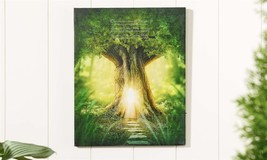 Tree House Canvas Print with Sentiment 20&quot; High LED Timer Function Forest Gnome - £31.84 GBP