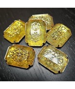 VTG 6 Chunky Amber Gold Chrome Lucite Resin Acrylic Costume Jewelry Pieces - £54.57 GBP