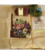 Vintage Handmade Needlepoint Canvas Colorful Rose Bouquet Almost Finishe... - $666.19 MXN