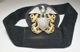 WWII US NAVY OFFICER’S HAT BADGE-Sterling Silver &amp; 1/20th 10K Gold Authe... - €43,73 EUR