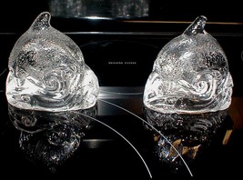 Partylite Tealight Candle Holders Dolphins on Wave Set Of 2 Crystal Glass - £11.85 GBP